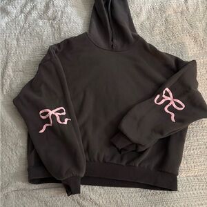 Edikted gray  Hoodie with Pink Bow Accents